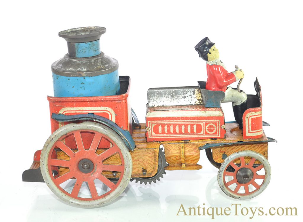 Reil Co Rare Tin Lithographed Windup Mechanical Fire Pumper Truck