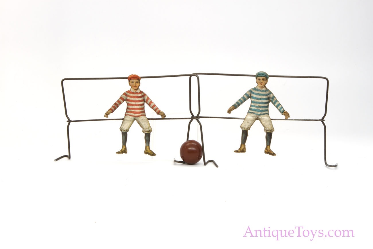 Vintage English Blow Football Game with Tin Litho Goalies England Glevum  Games