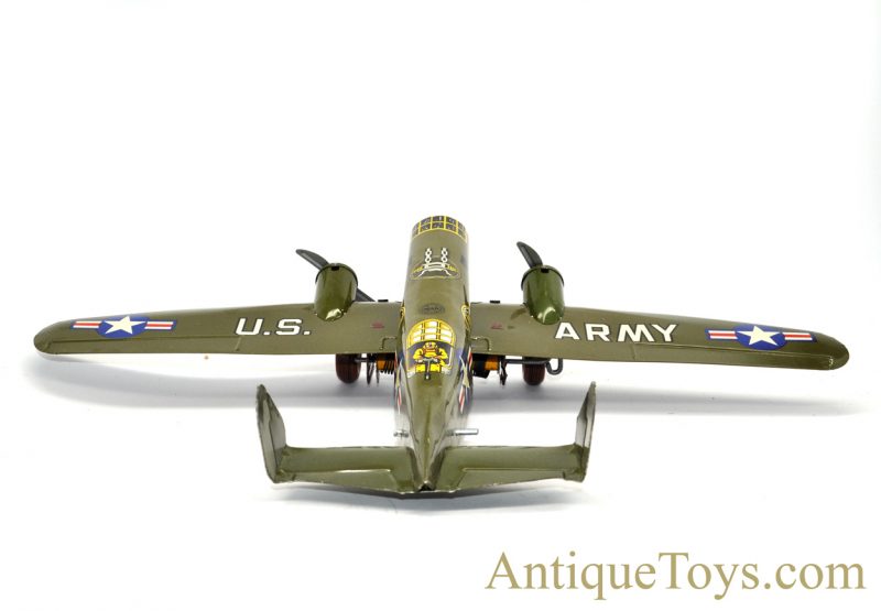 1950’s Marx Toys “Military Aeroplane” Tin Lithographed Windup U.S. Army Bomber Toy with Box <FONT COLOR="ff000 ">*SOLD*</font> - Image 10