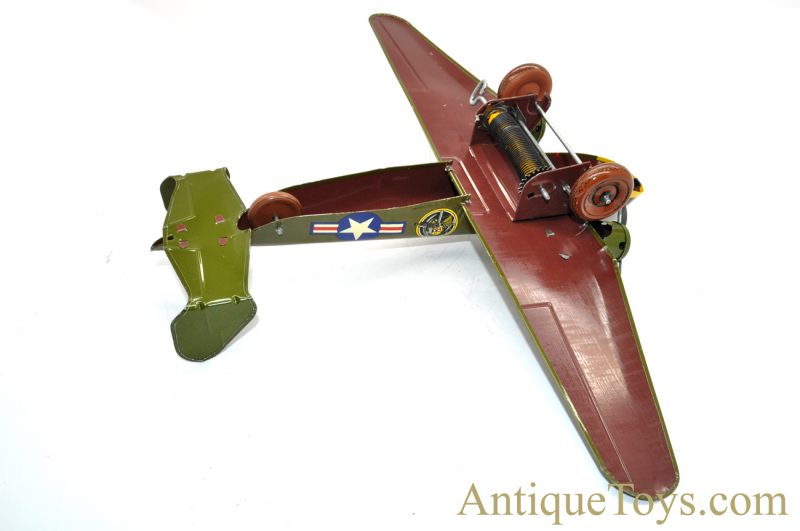 1950’s Marx Toys “Military Aeroplane” Tin Lithographed Windup U.S. Army Bomber Toy with Box <FONT COLOR="ff000 ">*SOLD*</font> - Image 16