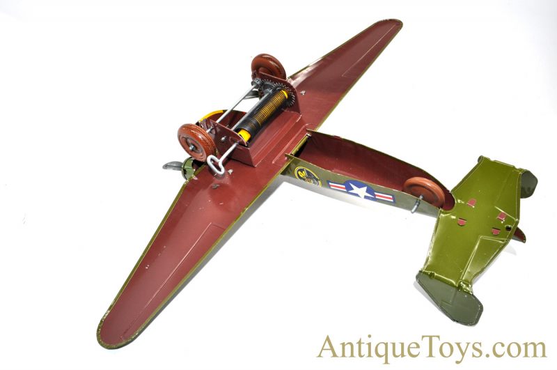 1950’s Marx Toys “Military Aeroplane” Tin Lithographed Windup U.S. Army Bomber Toy with Box <FONT COLOR="ff000 ">*SOLD*</font> - Image 17