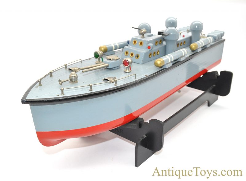 Vintage Battery Operated Wooden PT Boat in Amazing Hand Painted Condition <FONT COLOR="ff000 ">*SOLD*</font> - Image 6