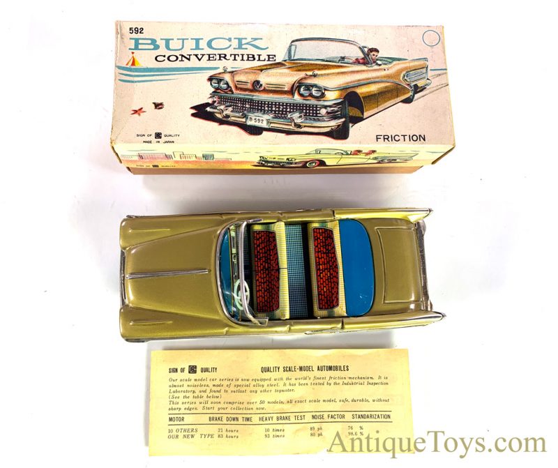 Vintage Bandai Buick Convertible #592 Tin Lithographed Friction Japanese Car for Sale <FONT COLOR="ff000 ">*SOLD*</font>