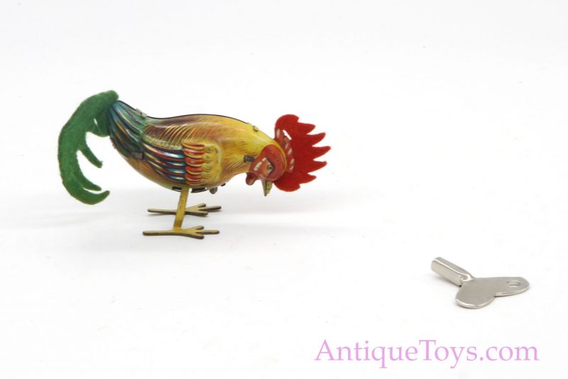 German Tin Rooster Hopping Windup Toy for Sale