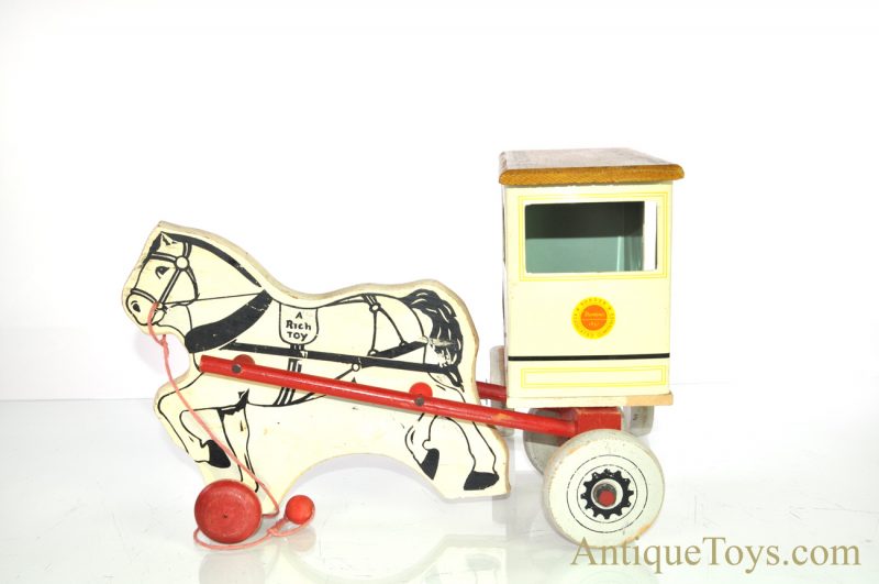 Vintage ca. 1930's Rich Toys Borden's Dairy #257 Golden Crest Pull Toy Horse & Wagon <FONT COLOR="ff000 ">*SOLD*</font> - Image 6