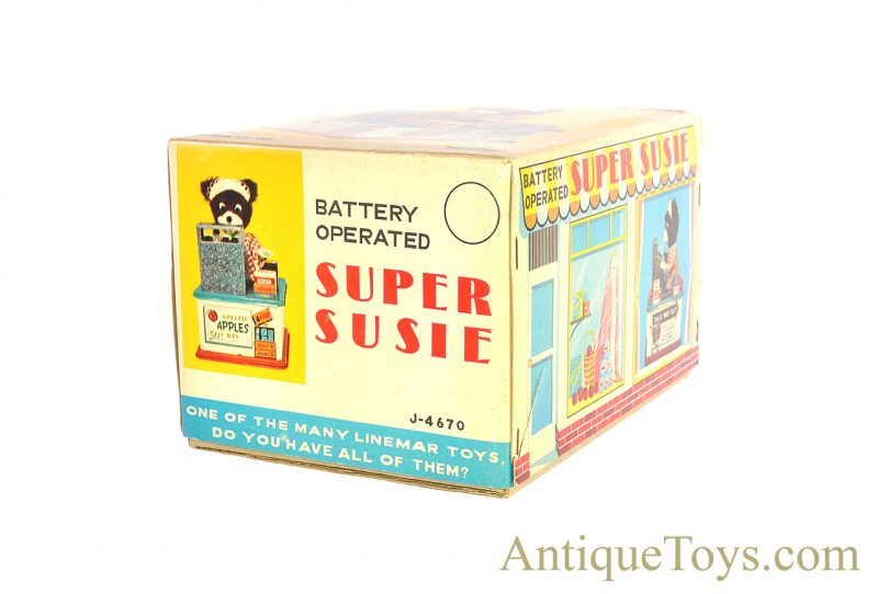 Rare Vintage Mint Linemar “Super Susie” #J-4670 Tin Lithographed Japanese Battery Operated Cashier Bear with Box for Sale <FONT COLOR="ff000 ">*SOLD*</font> - Image 12