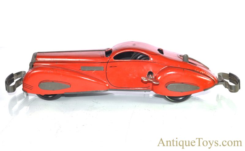 Marx Vintage ca. 1930’s Red Lithographed Tin Windup “Reversible Coupe” Marvel Car Bumper Car #711 Toy for Sale <FONT COLOR="ff000 ">*SOLD*</font> - Image 2