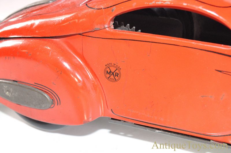 Marx Vintage ca. 1930’s Red Lithographed Tin Windup “Reversible Coupe” Marvel Car Bumper Car #711 Toy for Sale <FONT COLOR="ff000 ">*SOLD*</font> - Image 9