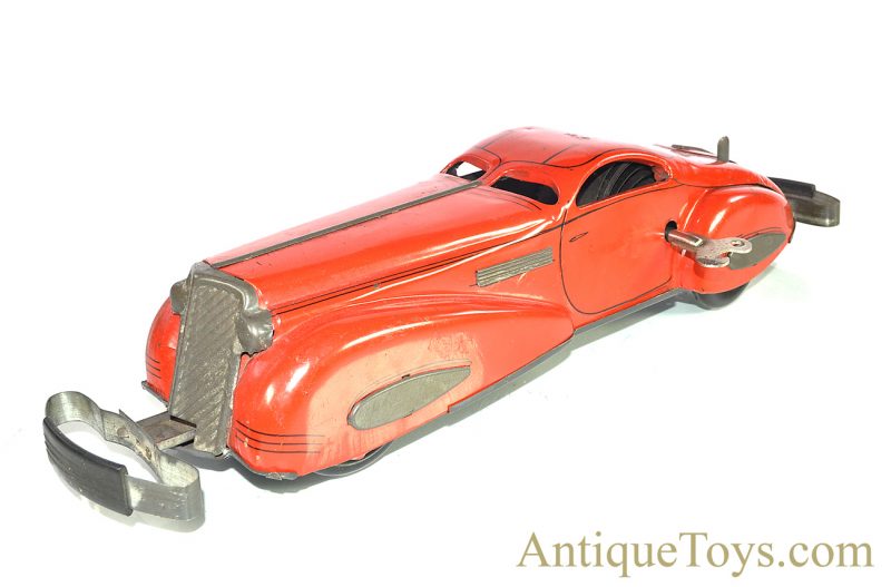 Marx Vintage ca. 1930’s Red Lithographed Tin Windup “Reversible Coupe” Marvel Car Bumper Car #711 Toy for Sale <FONT COLOR="ff000 ">*SOLD*</font> - Image 6