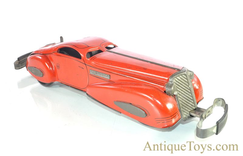 Marx Vintage ca. 1930’s Red Lithographed Tin Windup “Reversible Coupe” Marvel Car Bumper Car #711 Toy for Sale <FONT COLOR="ff000 ">*SOLD*</font> - Image 5