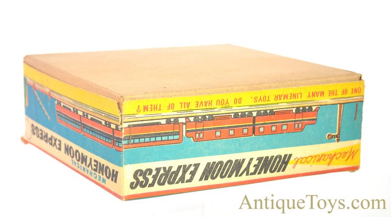 Linemar Marx Mint “Mechanical Honeymoon Express” #J-2498 Tin Lithographed Japanese Windup Honeymoon Cottage Train with Box <FONT COLOR="ff000 ">*SOLD*</font> - Image 12