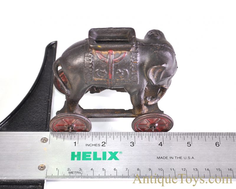 A.C. Williams ca. 1920's Cast Iron Elephant on Platform w/Wheels Still Penny Coin Bank <FONT COLOR="ff000 ">*SOLD*</font> - Image 9