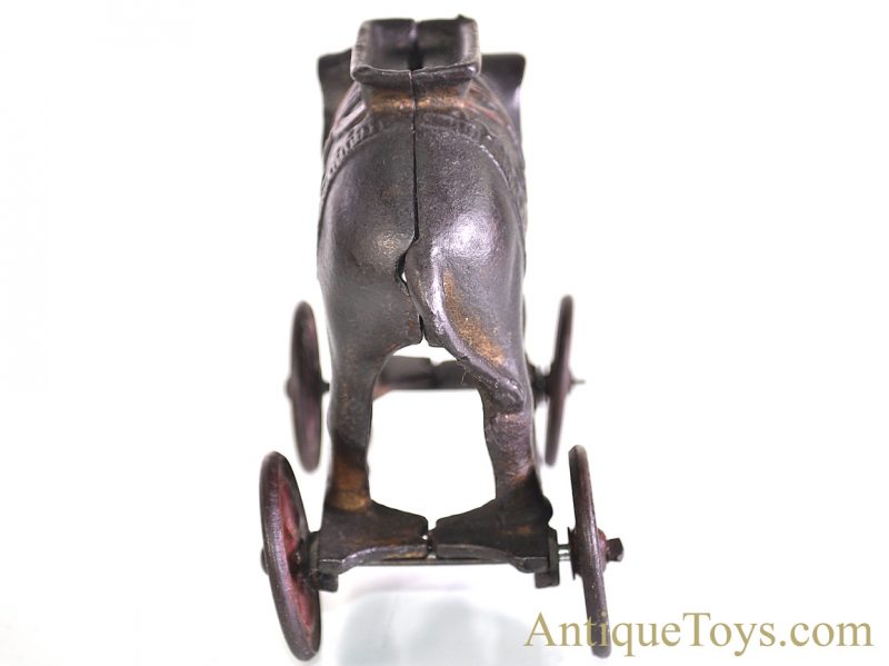 A.C. Williams ca. 1920's Cast Iron Elephant on Platform w/Wheels Still Penny Coin Bank <FONT COLOR="ff000 ">*SOLD*</font> - Image 4