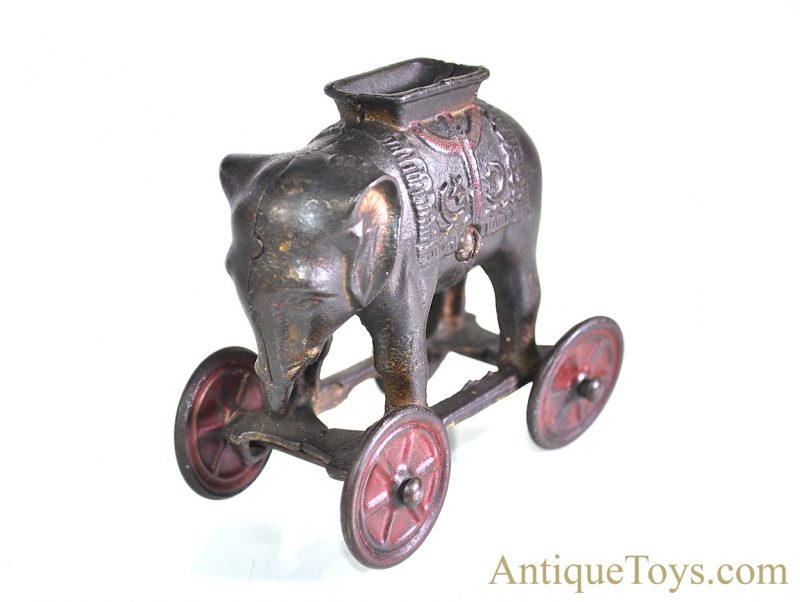 A.C. Williams ca. 1920's Cast Iron Elephant on Platform w/Wheels Still Penny Coin Bank <FONT COLOR="ff000 ">*SOLD*</font> - Image 7