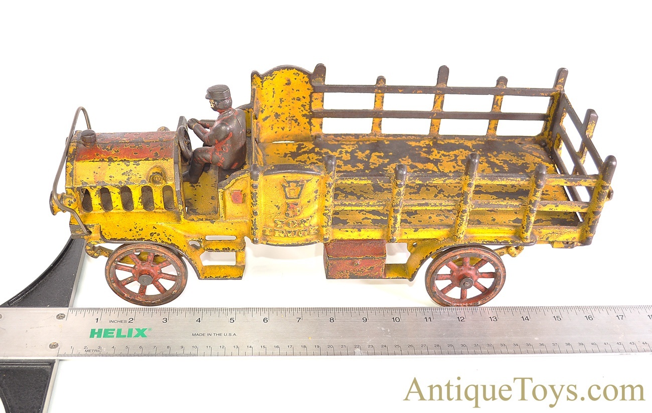 Hubley Yellow Cast Iron 5 Ton Truck Open Stake Delivery Truck for