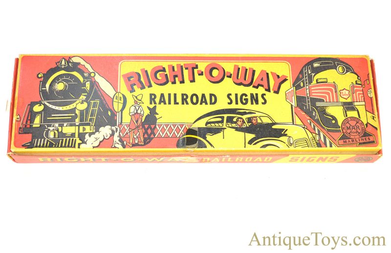 Marx Right-O-Way Railroad Signs Model Train Signs in Box for Sale