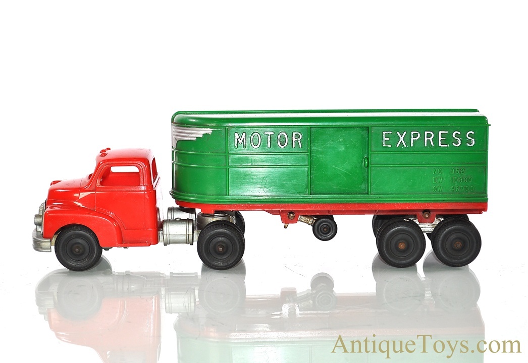 Hubley Kiddie Toy Motor Express #352 Plastic Semi Tractor Trailer 