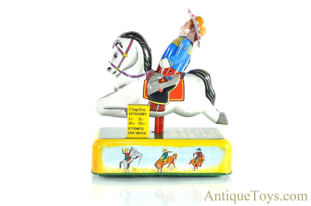 Cragstans Galloping Cowboy Savings Bank - AntiqueToys.com - Antique ...