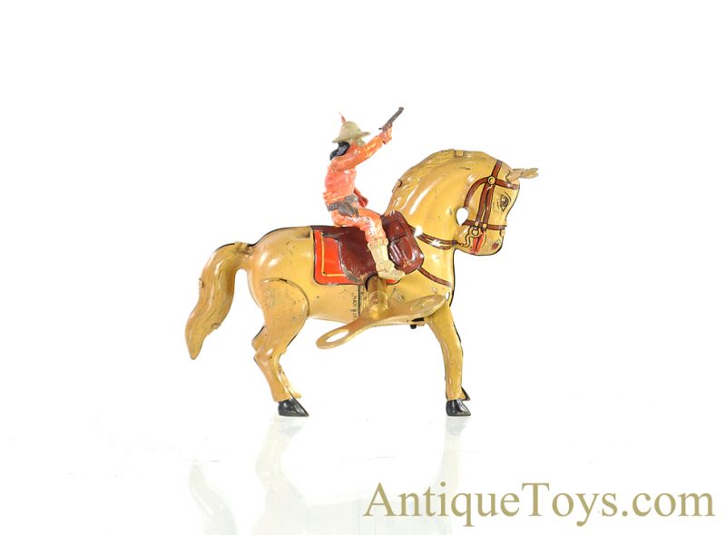 German Tin Lithographed Windup Western Style American Indian on Horse <FONT COLOR="ff000 ">*SOLD*</font>