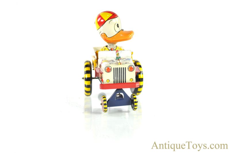 Linemar Marx Tin Lithographed Windup “Mechanical Fire Chief Donald Duck” Crazy Action Fire Truck Engine Disney Japanese Toy for Sale - Image 4