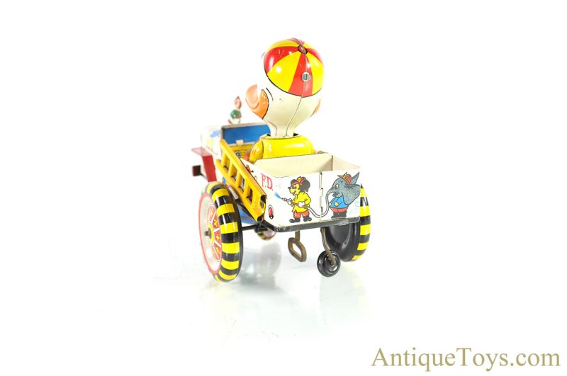 Linemar Marx Tin Lithographed Windup “Mechanical Fire Chief Donald Duck” Crazy Action Fire Truck Engine Disney Japanese Toy for Sale - Image 7