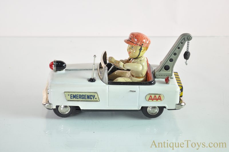 Nomura (TN) Tin Lithographed Battery Operated “Mystery Action Emergency Service” AAA Tow Truck Japanese Toy with Box <FONT COLOR="ff000 ">*SOLD*</font> - Image 3