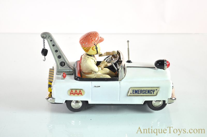 Nomura (TN) Tin Lithographed Battery Operated “Mystery Action Emergency Service” AAA Tow Truck Japanese Toy with Box <FONT COLOR="ff000 ">*SOLD*</font> - Image 2