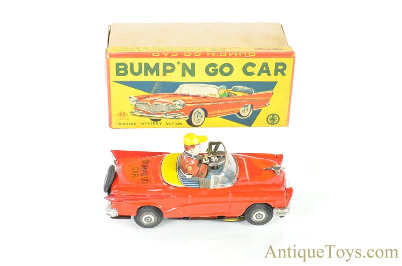 KO Tin Lithographed Friction "Bump 'N Go Car" Mystery Action Japanese Toy <FONT COLOR="ff000 ">*SOLD*</font>