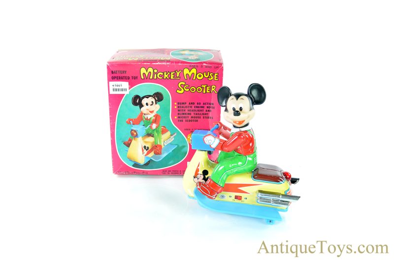 Masudaya Modern Toys (MT) Tin Lithographed Battery Operated Walt Disney "Mickey Mouse Scooter" Japanese Toy with Box <FONT COLOR="ff000 ">*SOLD*</font> - Image 2