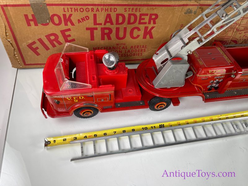 Marx Lithographed Pressed Steel Hook & Ladder Fire Truck in Box