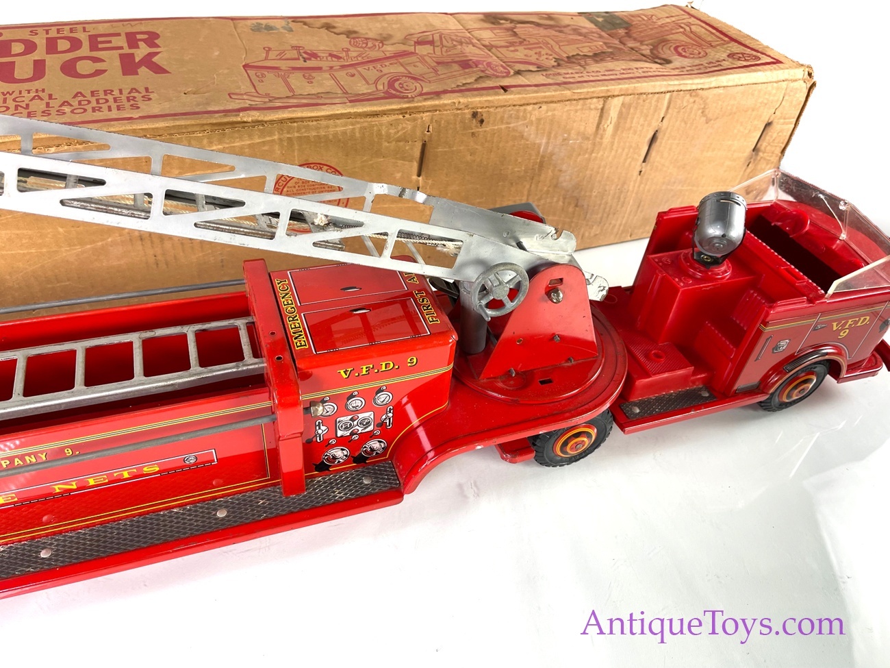 Marx Lithographed Pressed Steel Hook & Ladder Fire Truck in Box