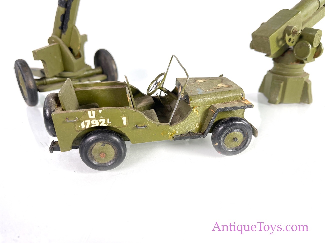 Army Wooden Jeep and Cannon War Models *SOLD* - AntiqueToys.com