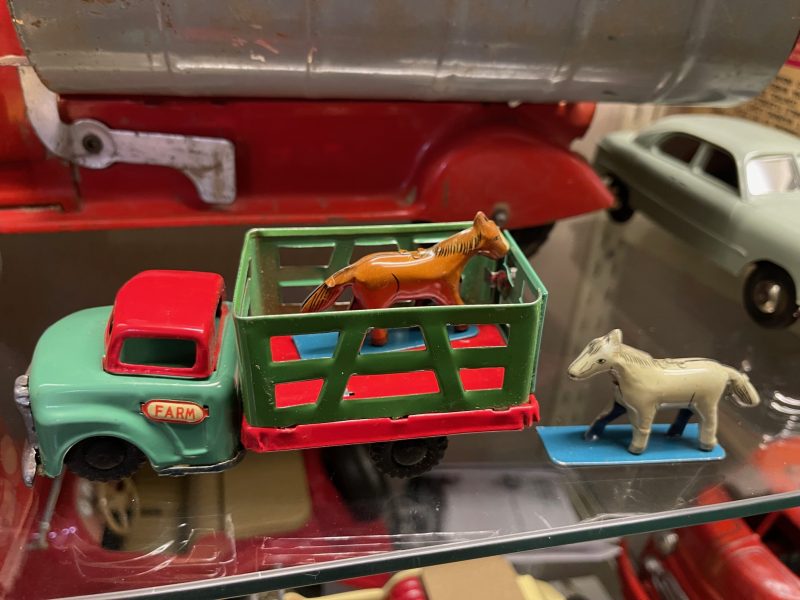 Japanese Tin Lithographed "Friction Farm Truck" Stake Truck with Box <FONT COLOR="ff000 ">*SOLD*</font> - Image 7