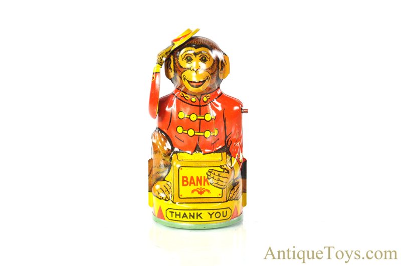 J. Chein Tin Lithographed Mechanical Monkey Bank for Sale