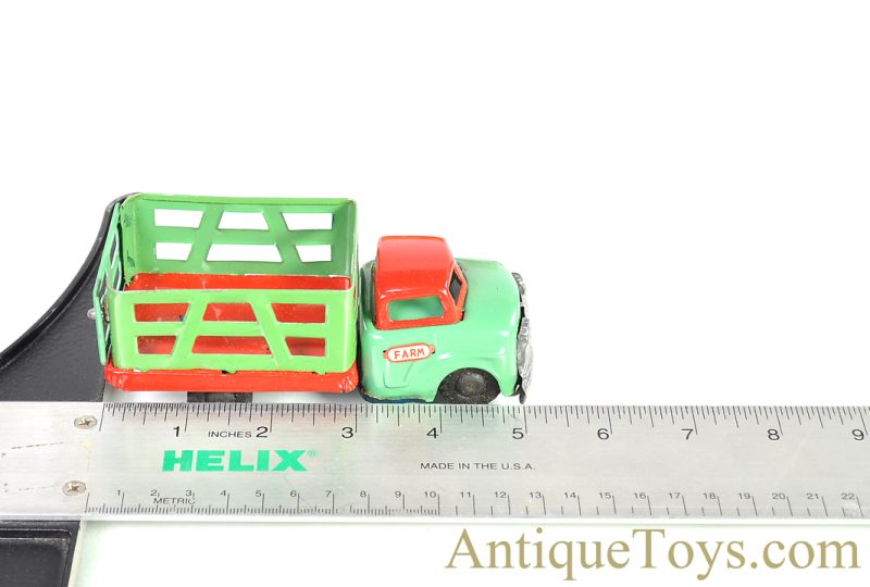 Japanese Tin Lithographed "Friction Farm Truck" Stake Truck with Box <FONT COLOR="ff000 ">*SOLD*</font> - Image 14