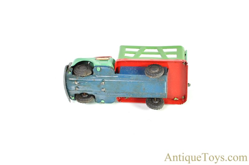 Japanese Tin Lithographed "Friction Farm Truck" Stake Truck with Box <FONT COLOR="ff000 ">*SOLD*</font> - Image 4