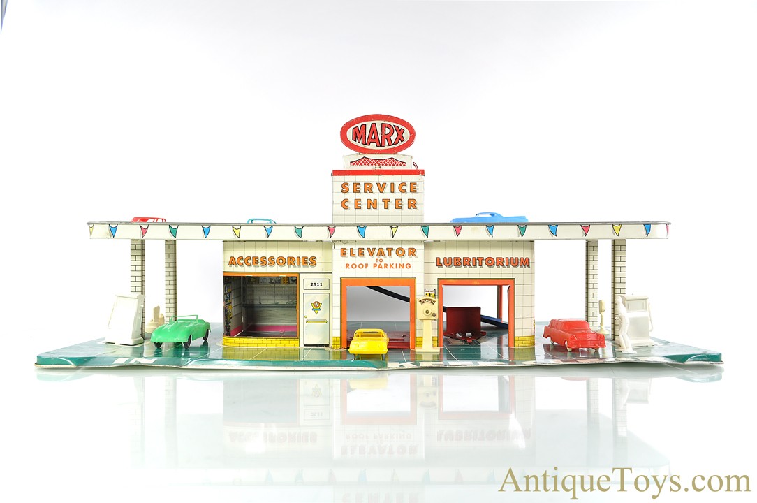 Marx Tin Lithographed Service Center & Accessories for Sale *SOLD* -   - Antique Toys for Sale