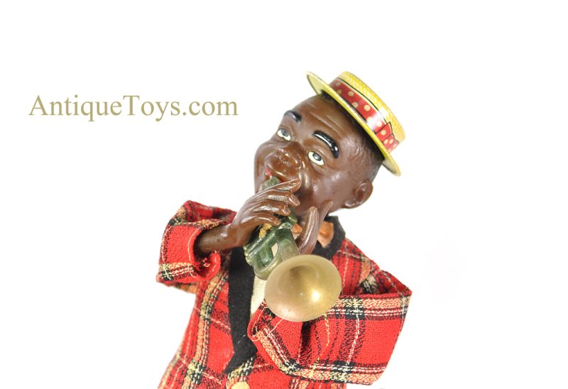 Nomura (TN) Tin Lithographed Windup Louis Armstrong "Mechanical Trumpet Player" Japanese Toy in Box <FONT COLOR="ff000 ">*SOLD*</font> - Image 9