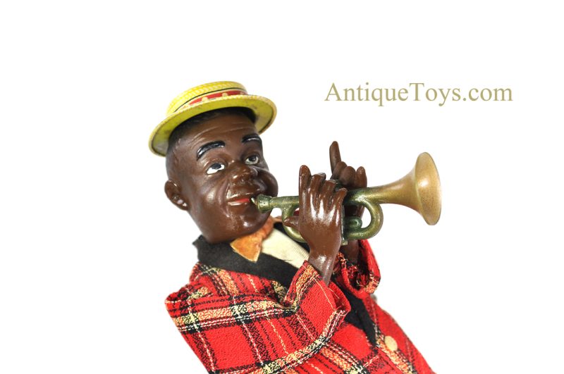 Nomura (TN) Tin Lithographed Windup Louis Armstrong "Mechanical Trumpet Player" Japanese Toy in Box <FONT COLOR="ff000 ">*SOLD*</font> - Image 8