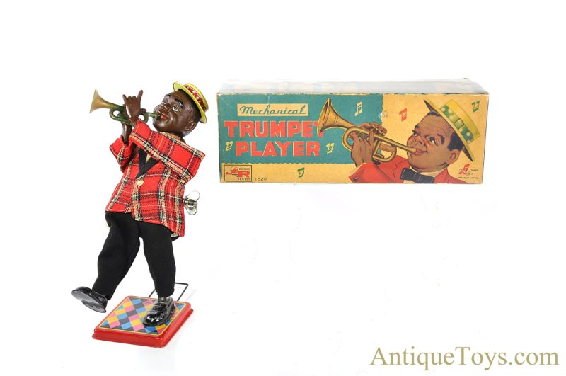 Nomura (TN) Tin Lithographed Windup Louis Armstrong "Mechanical Trumpet Player" Japanese Toy in Box <FONT COLOR="ff000 ">*SOLD*</font>