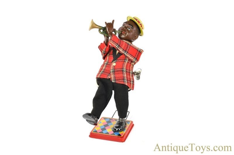 Nomura (TN) Tin Lithographed Windup Louis Armstrong "Mechanical Trumpet Player" Japanese Toy in Box <FONT COLOR="ff000 ">*SOLD*</font> - Image 2