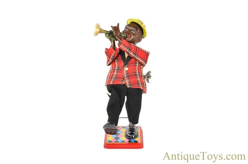 Nomura (TN) Tin Lithographed Windup Louis Armstrong "Mechanical Trumpet Player" Japanese Toy in Box <FONT COLOR="ff000 ">*SOLD*</font> - Image 3