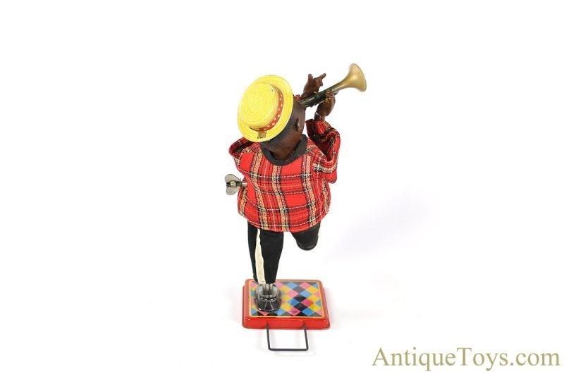 Nomura (TN) Tin Lithographed Windup Louis Armstrong "Mechanical Trumpet Player" Japanese Toy in Box <FONT COLOR="ff000 ">*SOLD*</font> - Image 4