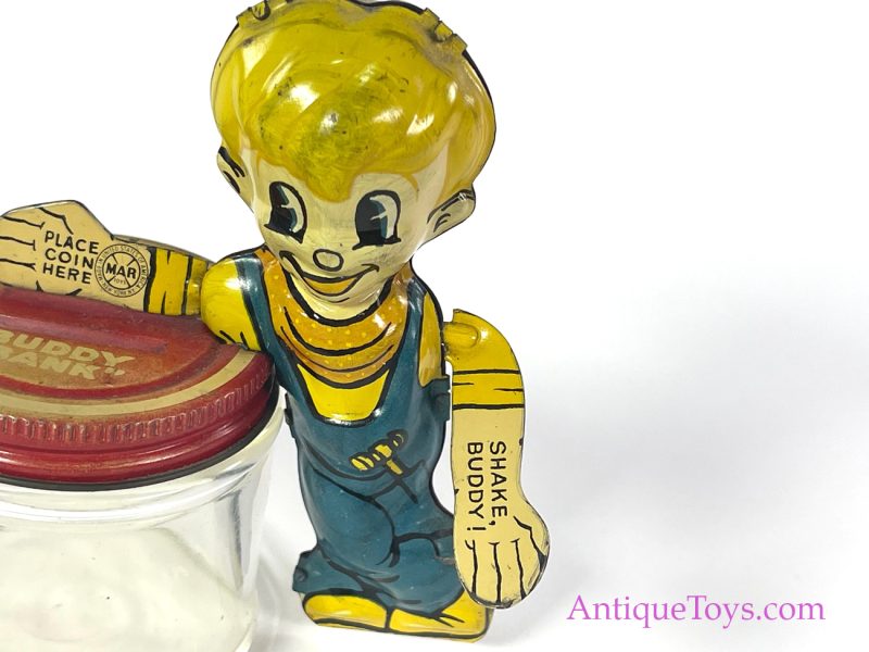 Marx Tin Lithographed & Glass Buddy Bank & Candy Container <FONT COLOR="ff000 ">*SOLD*</font> - Image 4