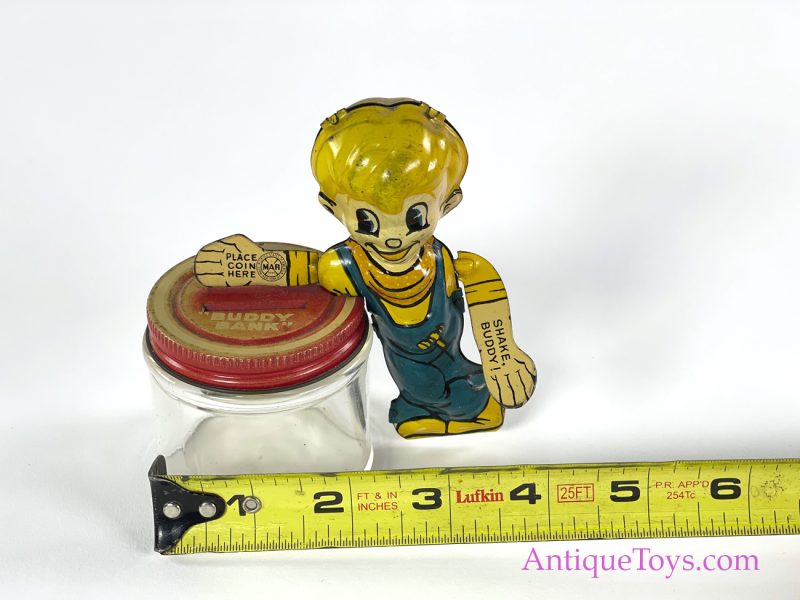 Marx Tin Lithographed & Glass Buddy Bank & Candy Container <FONT COLOR="ff000 ">*SOLD*</font>