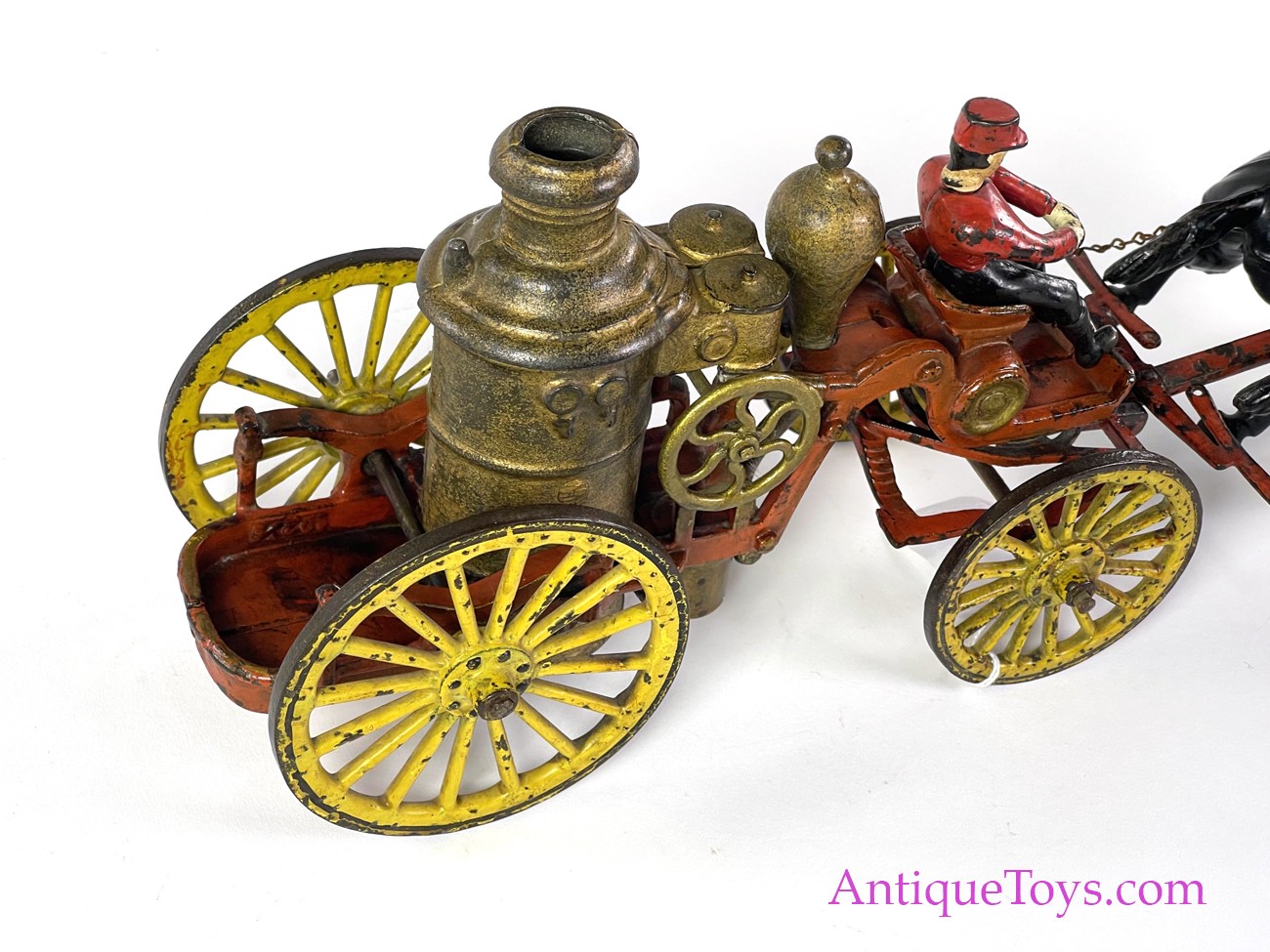 Wilkins Cast Iron Horse Drawn Fire Pumper *SOLD* - AntiqueToys.com