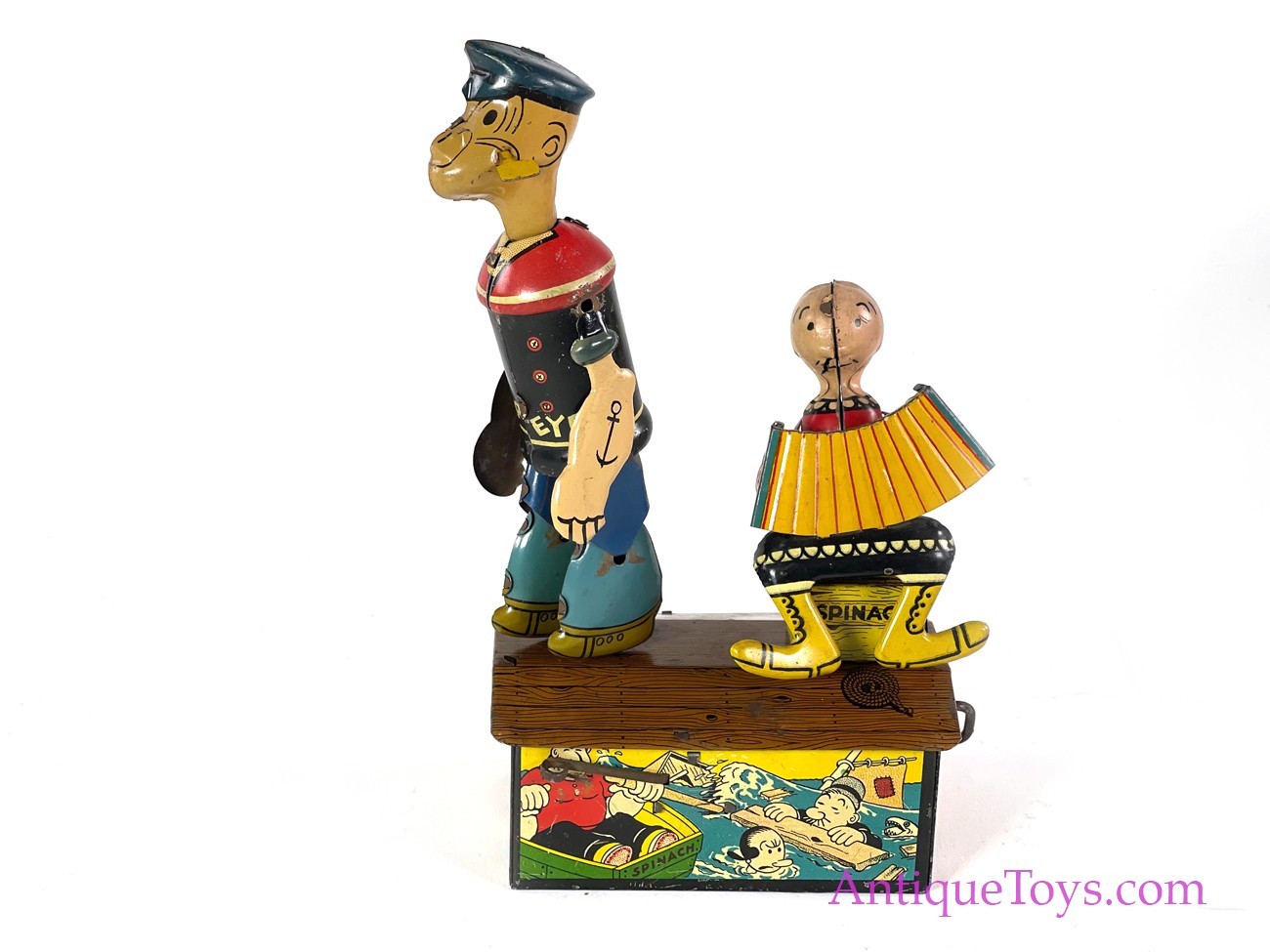 Marx ca. 1930's Tin Lithographed Windup Popeye and Olive Oyl 