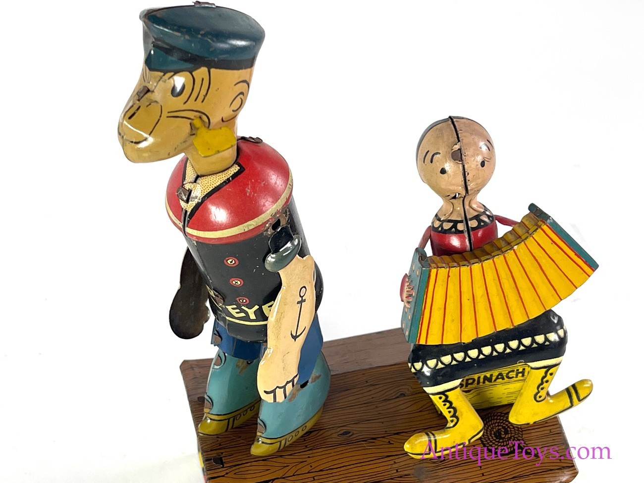 Sold at Auction: Vintage 1936 Louis Marx Popeye & Olive Oyl Tin Litho  Wind-Up Rooftop Jiggers w/ Box WORKS