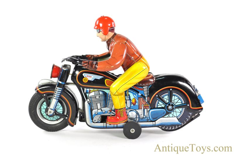 Masudaya Modern Toys (MT) Tin Lithographed Battery-Operated "Atom" Motorcycle "Expert Motorcyclist" <FONT COLOR="ff000 ">*SOLD*</font> - Image 4