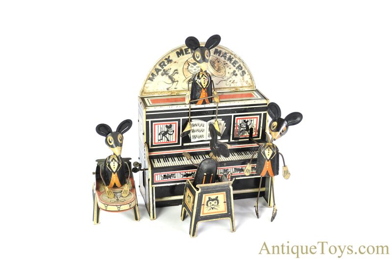 Marx Tin Lithographed Windup "Marx Merry Makers" Mouse Band Toy with Marquee <FONT COLOR="ff000 ">*SOLD*</font>